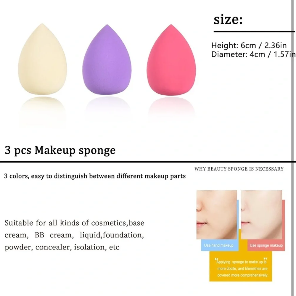 Makeup Brush Set with Sponges and Case